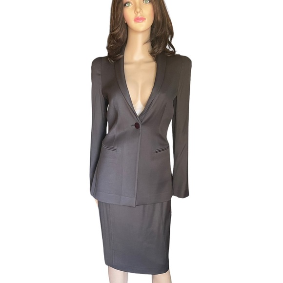 Emporio Armani brawn suit jacket/skirt size 6/8 - Picture 14 of 15
